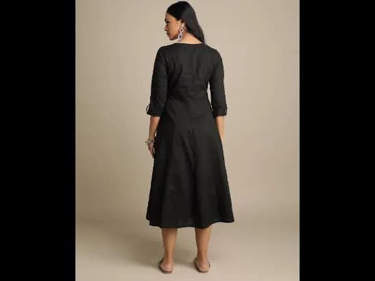 Embroidered Fit & Flare Dress with Insert Pocket (3)