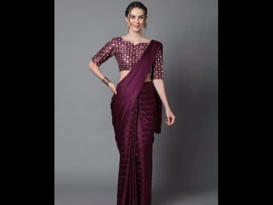 Burgundy Striped Chettinad Saree