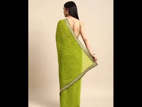 Striped Zari Pure Georgette Saree (2)