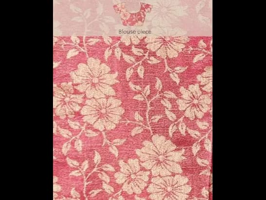 Pink & Gold-Toned Floral Zari Pure Chiffon Saree (4)