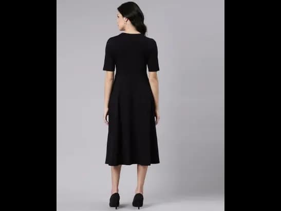 Round-Neck A-Line Dress with Insert Pocket (4)