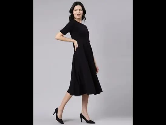 Round-Neck A-Line Dress with Insert Pocket (2)
