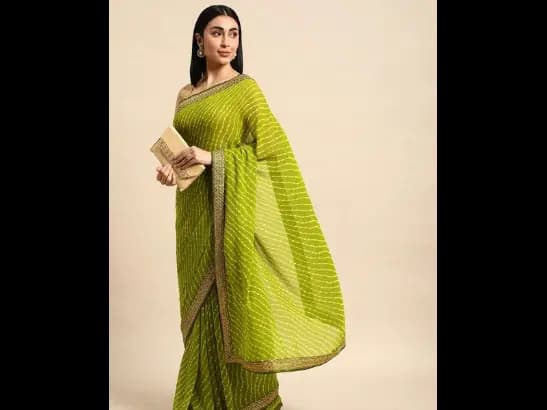 Striped Zari Pure Georgette Saree