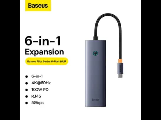 Baseus 6-Port Type-C HUB Flite Series Docking Station – Space Grey – 6 Months Warranty (3)