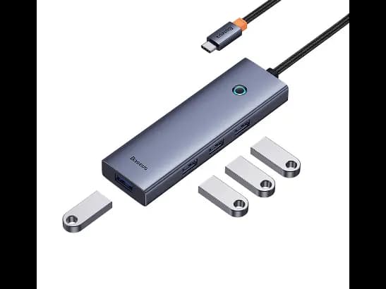 Baseus 4-Port HUB Flite Series – Space Grey – Type-C to USB3.0 x 4 – 6 Months Warranty