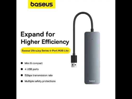 Baseus 4-Port HUB UltraJoy Series Lite- 15cm Space Grey USB-A to USB3.0 x 4 – 6 Months Warranty (3)