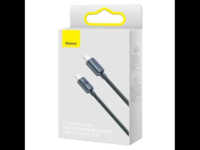 Baseus 1.2m Type-C to Type-C 100W Fast Charging Data Cable – Crystal Shine Series – Black – 6 Months Warranty (3)