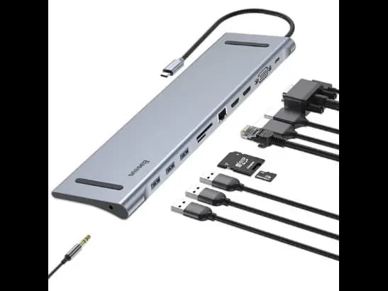 Baseus 11-in-1 Enjoyment Series Type-C Notebook Multi-functional Hub PD/HD4K*2/VGA/RJ45/SD/TF/USB*3/3.5MM Jack – CATSX-G0G- 6 Months Warranty (2)