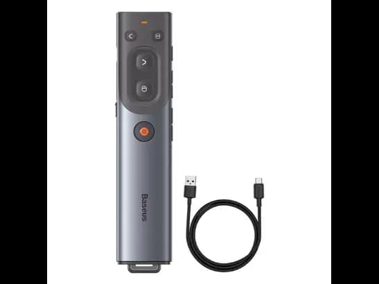 Baseus Orange Dot AI Wireless Presenter – Grey- 6 Months Warranty