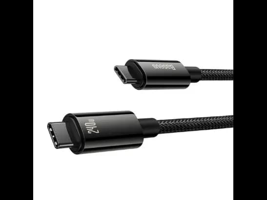 Baseus 1m 240W Tungsten Type-C to Type-C Gold Fast Charging Data Cable Black- CAWJ040001 (CATWJ-01) (3)