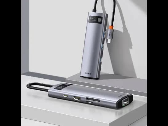 Baseus 8-in-1 Star Joy Series Multifunctional Type-C HUB Docking Station Gray (Type C to USB 3.0*3 / HDMI*1 / RJ45 Network 1000MBPS*1 / SD& TF card reader / Type C PD*1)- CAHUB-CV0G- 6 Months Warranty (5)