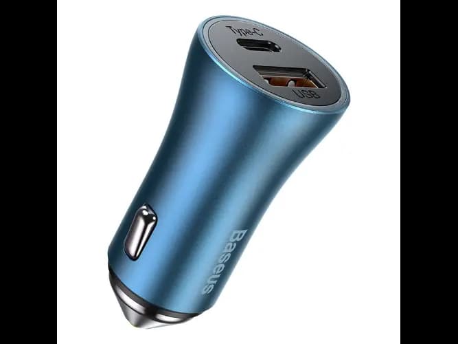 Baseus U+C 60W Golden Contactor Max Dual Fast Charger Car Charger Blue – CGJM000103 – 6 Months Warranty