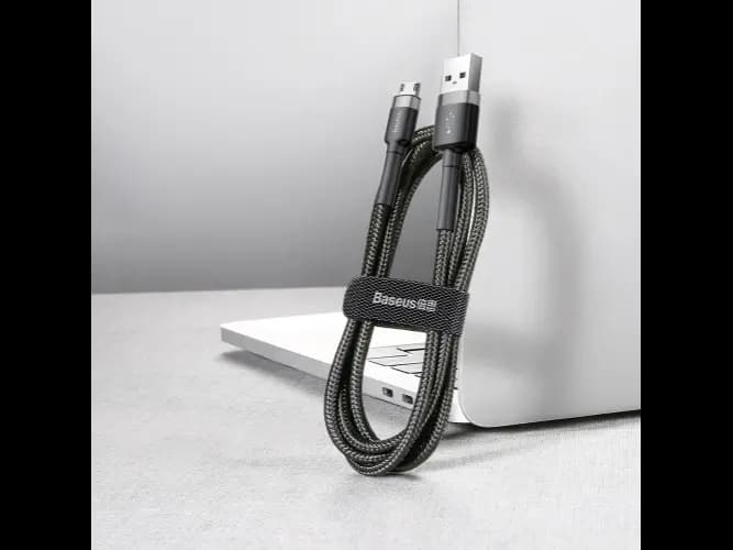Baseus Cafule 0.5M Cable USB For Micro 2.4A Gray Black – CAMKLF-AG1 – 6 Months Warranty (2)