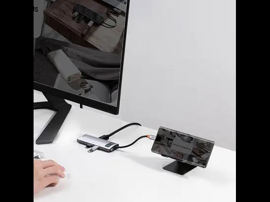 Baseus 8-in-1 Star Joy Series Multifunctional Type-C HUB Docking Station Gray (Type C to USB 3.0*3 / HDMI*1 / RJ45 Network 1000MBPS*1 / SD& TF card reader / Type C PD*1)- CAHUB-CV0G- 6 Months Warranty (3)