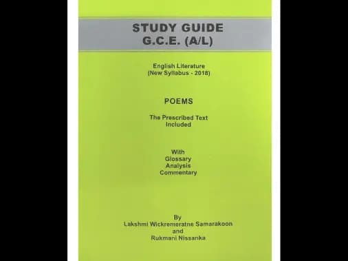 Study Guide G.C.E (A/L) English Literature – POEMS