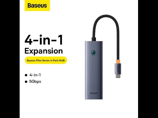 Baseus 4-Port HUB Flite Series – Space Grey – Type-C to USB3.0 x 4 – 6 Months Warranty (2)