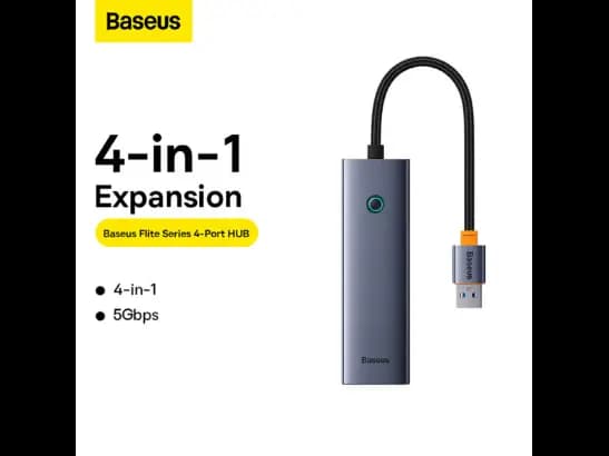 Baseus 4-Port HUB Flite Series USB A to 4 x USB 3.0 – Space Grey – Metal – 6 Months Warranty (3)