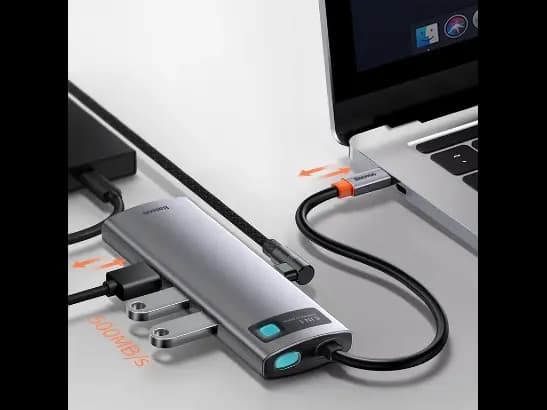 Baseus 8-in-1 Star Joy Series Multifunctional Type-C HUB Docking Station Gray (Type C to USB 3.0*3 / HDMI*1 / RJ45 Network 1000MBPS*1 / SD& TF card reader / Type C PD*1)- CAHUB-CV0G- 6 Months Warranty (4)