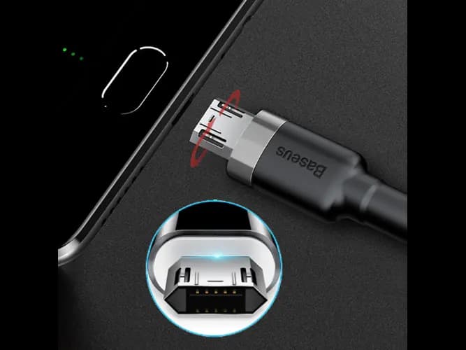 Baseus Cafule 0.5M Cable USB For Micro 2.4A Gray Black – CAMKLF-AG1 – 6 Months Warranty (3)