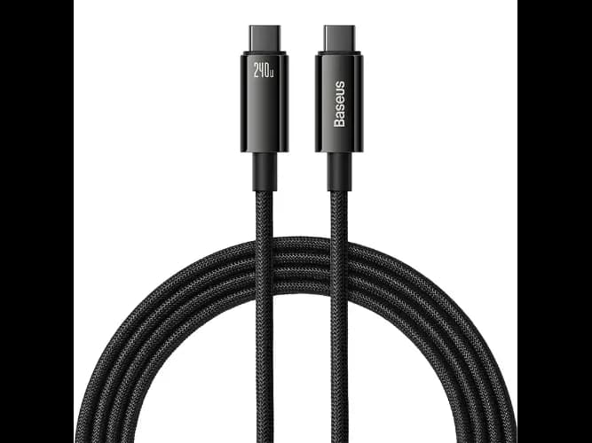 Baseus 2m 240W Tungsten Type-C to Type-C Gold Fast Charging Data Cable Black- CAWJ040101