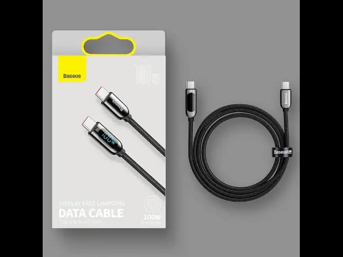 Baseus Display 1M 100W Fast Charging Data Cable Type-C to Type-C Black Digital Display- CATSK-B01- 6 Month Warranty (5)
