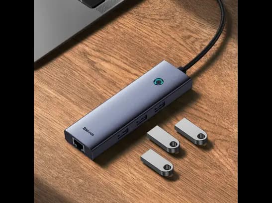 Baseus 4-Port HUB Flite Series Type-C to USB3.0*3   RJ45*1 – Space Grey – 6 Months Warranty (3)