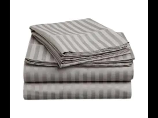 Egyptian Strips Super King Size Grey Colour Bedsheet With 2 Pillow Covers (110"x110")