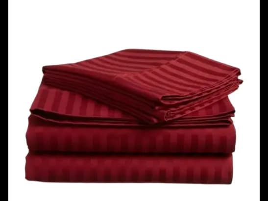 Egyptian Strips Super King Size Maroon Colour Bedsheet With 2 Pillow Covers (110"x110")