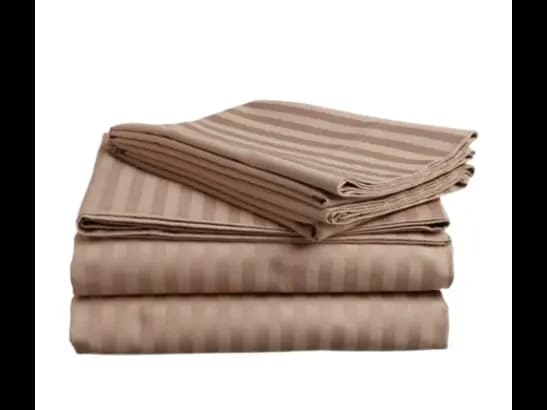Egyptian Strips Super King Size Beige Colour Bedsheet With 2 Pillow Covers (110"x110")