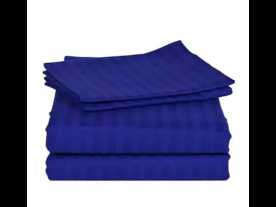 Egyptian Strips King Size Royal Blue Colour Bedsheet With 2 Pillow Covers (90"x100")
