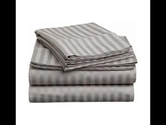 Egyptian Strips King Size Grey Colour Bedsheet With 2 Pillow Covers (90"x100")