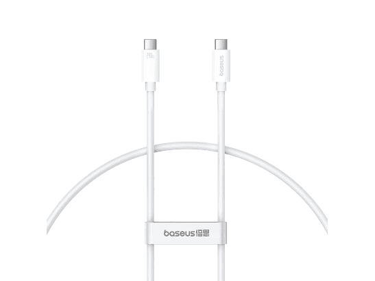 Baseus 240W 1m Type-C to Type-C 8K 60HZ Full-Function Fast Charging Cable – Moon White – 6 Months Warranty
