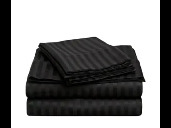 Egyptian Strips King Size Black Colour Bedsheet With 2 Pillow Covers (90"x100")