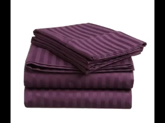Egyptian Strips King Size Purple Colour Bedsheet With 2 Pillow Covers (90"x100")