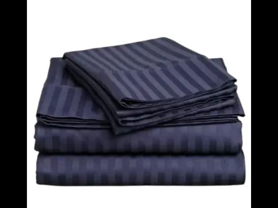 Egyptian Strips King Size Navy Blue Colour Bedsheet With 2 Pillow Covers (90"x100")