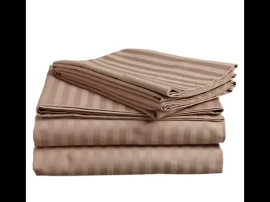 Egyptian Strips King Size Beige Colour Bedsheet With 2 Pillow Covers (90"x100")