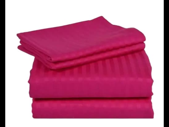 Egyptian Strips King Size Hot Pink Colour Bedsheet With 2 Pillow Covers (90"x100")
