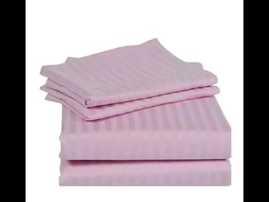 Egyptian Strips King Size Pink Colour Bedsheet With 2 Pillow Covers (90"x100")