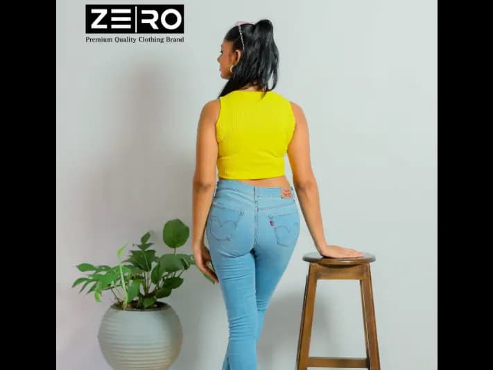RIB Comfort U Cut Ladies Crop Top - Yellow (3)
