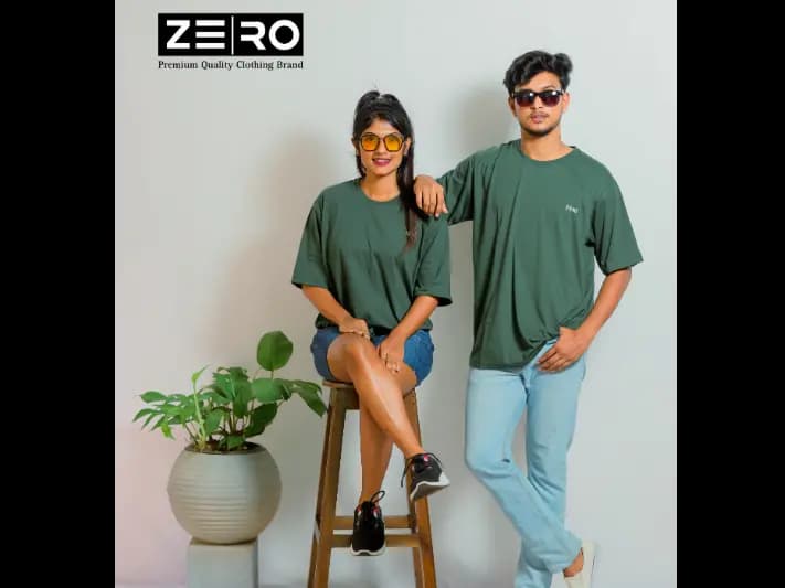 Couple Oversized Baggy T-Shirts - Army Green