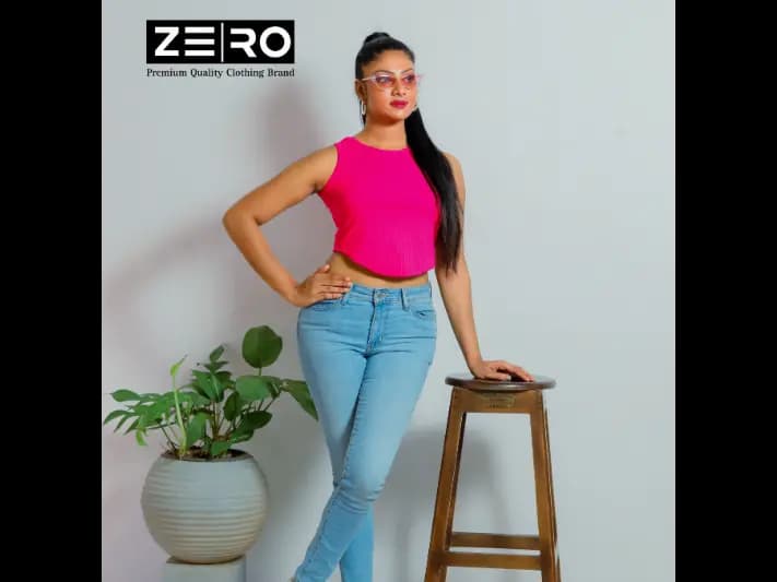 RIB Comfort U Cut Ladies Crop Top - Pink