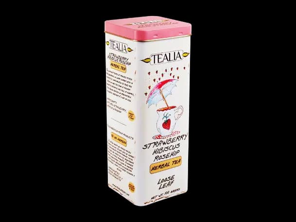 Tealia - Loose Tea in Tin STRAWBERRY HIBISCUS ROSEHIP - 100g