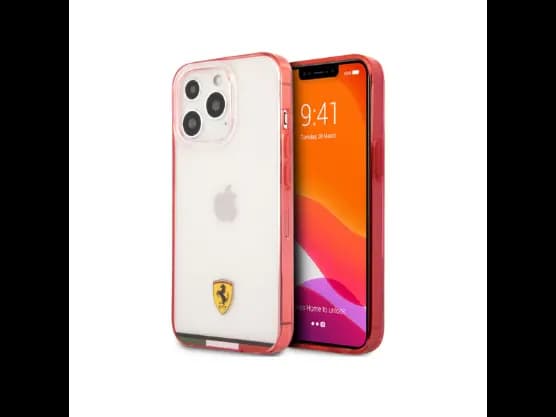 Ferrari Italia Stripe Transparent Hard Case with Print Logo for iPhone 13 Pro