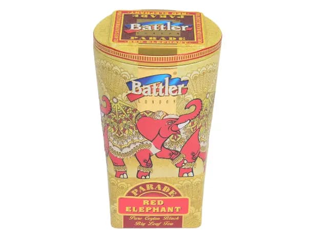 Battler - Tin Caddy - Ceylon Black tea OPA - PARADE RED ELEPHANT