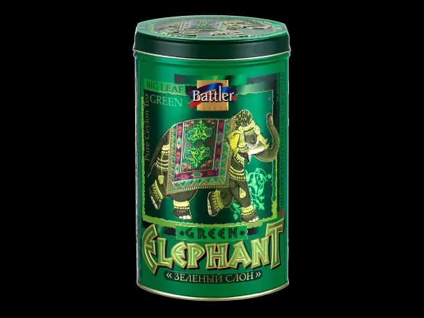 Battler-Tin Caddy - Ceylon Green tea OPA-GREEN ELEPHANT