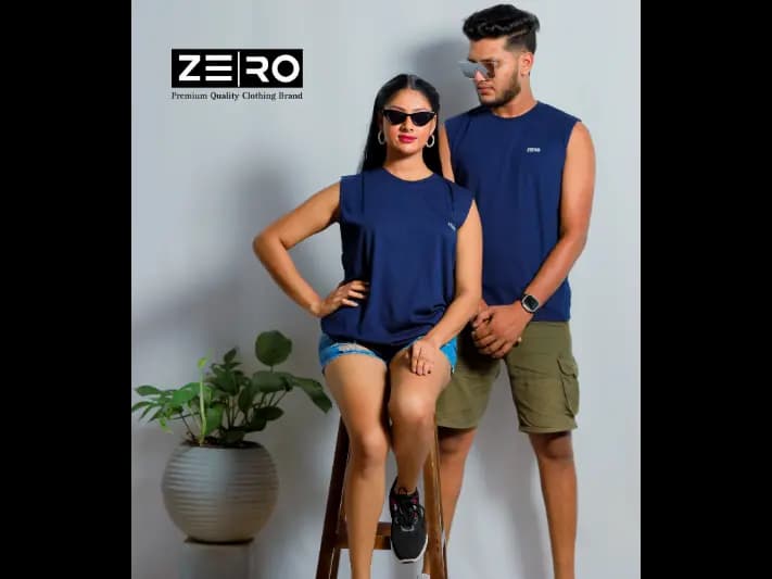 Couple Regular Fit Arm Cut - Navy Blue
