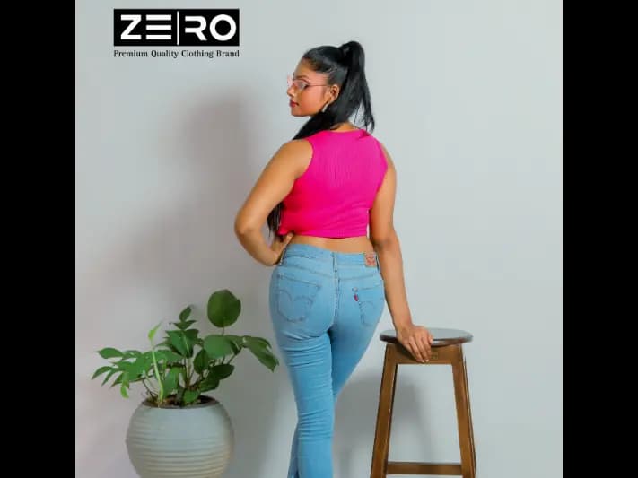 RIB Comfort U Cut Ladies Crop Top - Pink (3)
