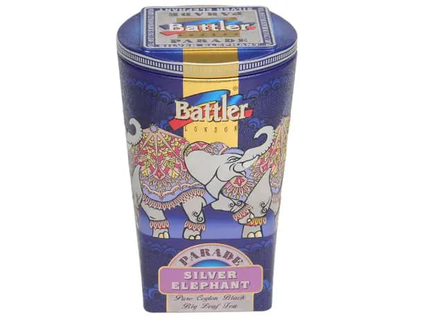Battler - Tin Caddy - Ceylon Black tea OP - PARADE SILVER ELEPHANT