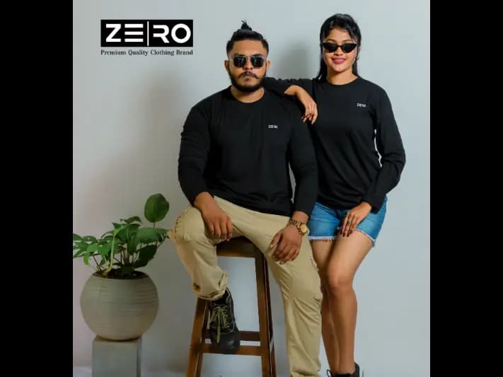 Couple Regular Fit Long Sleeve T-Shirt - Black