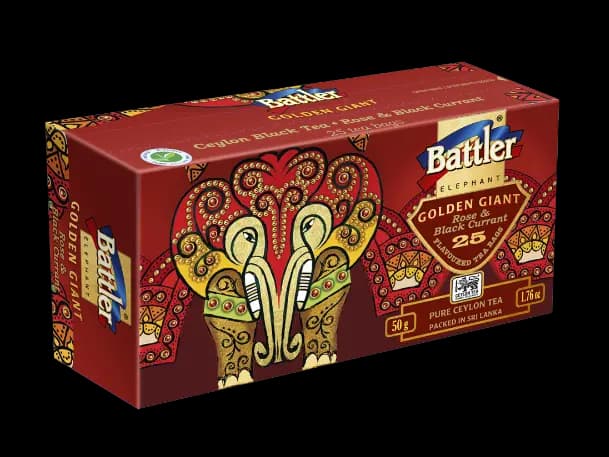 Battler elephant Golden Giant 25 tea bags – Inner Carton – Rose & black Currant